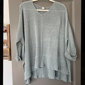 Oversize Crochet Light Blue Sweater
